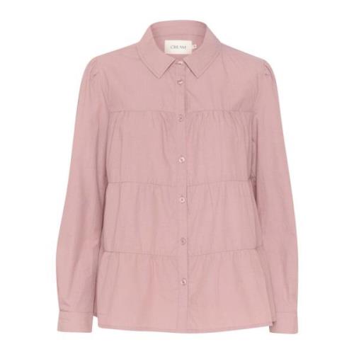 Cream Elderberry Ruffle Skjortblus Pink, Dam