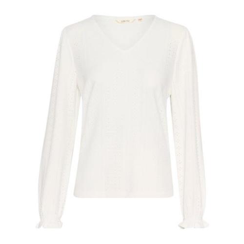 Cream Feminin Broderie Anglaise Blus Snow White White, Dam