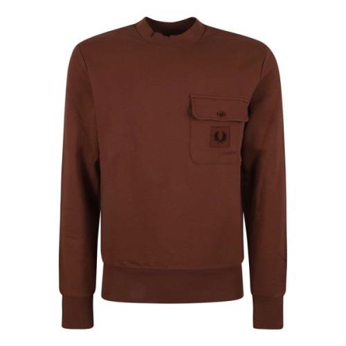 Fred Perry Crewneck Sweatshirt med Badge Brown, Herr