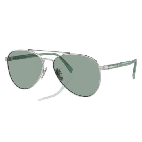 Prada Stiliga solglasögon silverram gröna linser Gray, Unisex