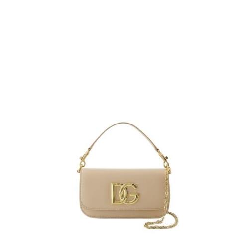 Dolce & Gabbana Beige Läder Axelväska med Kedja Beige, Dam