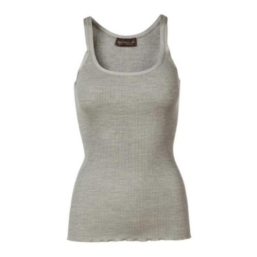 Rosemunde Feminin Top med Sidenkant Gray, Dam