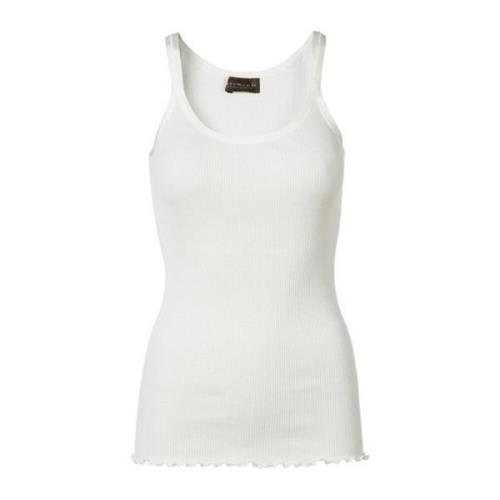 Rosemunde Feminin Top med Sidenkant White, Dam