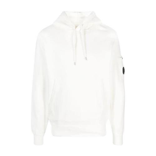 C.p. Company Borstad Diagonal Fleece Lens Hoodie White, Herr