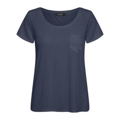 Soaked in Luxury Marinblå Ficka T-shirt Topp Blue, Dam