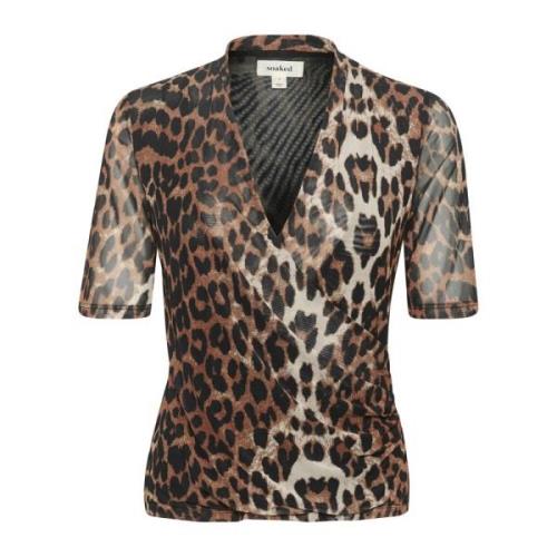 Soaked in Luxury Leopardmönstrad Omlottblus Multicolor, Dam