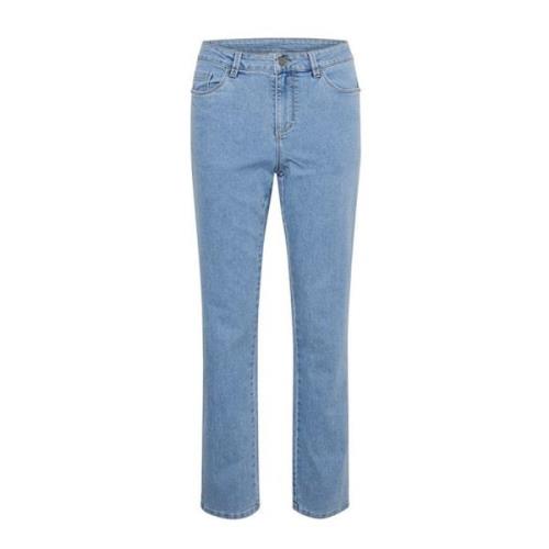 Kaffe Ljusblå Tvättad Denim Straight Jeans Blue, Dam