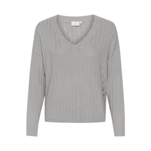 Kaffe Melange Stickad Pullover Tröja Gray, Dam