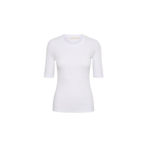 InWear Dagna T-Shirt - Basic Ribbstickad Bomullströja White, Dam