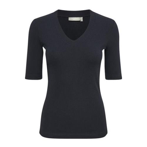 InWear Marinblå V-Hals T-Shirt Black, Dam