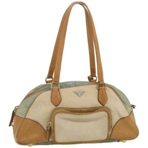 Prada Vintage Pre-owned Canvas handvskor Beige, Dam