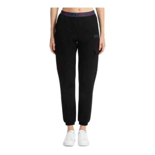 Emporio Armani EA7 Elastisk Midja Logo Sweatpants Black, Dam