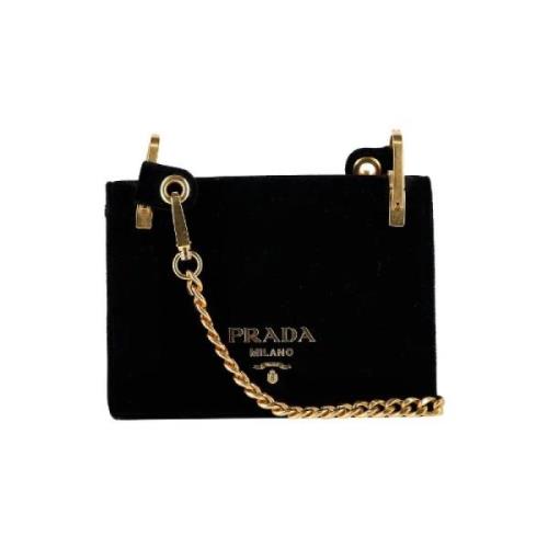 Prada Vintage Pre-owned Sammet handvskor Black, Dam