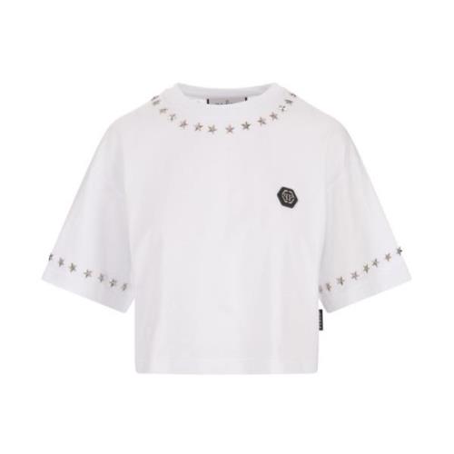 Philipp Plein Studded White Cropped T-shirt White, Dam