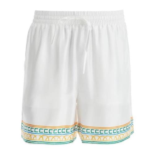 Casablanca Silke Bermuda Shorts i Crayon Temple Stil White, Herr