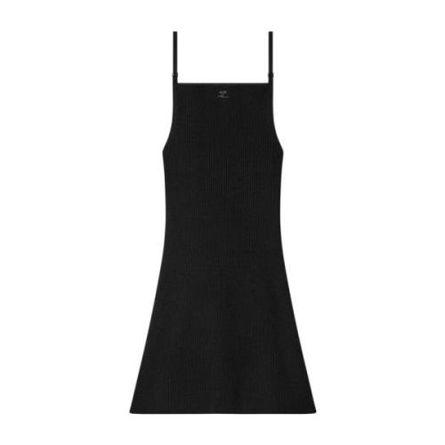 Courrèges Svart Ribbad Viskosklänning Black, Dam