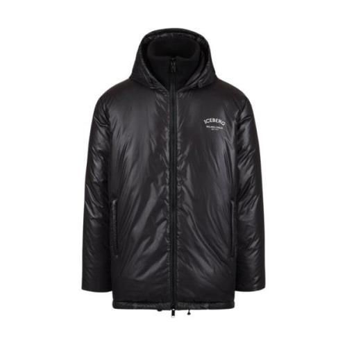 Iceberg Logo Nylon Dunjacka Black, Herr