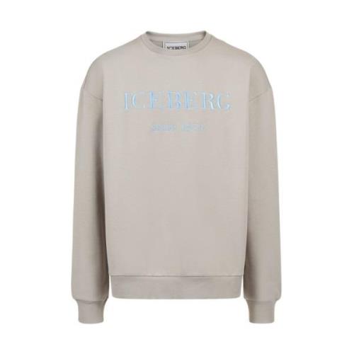 Iceberg Logo Crewneck Sweatshirt Gray, Herr