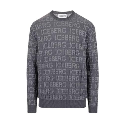 Iceberg Merino Wool Logo Sweater Gray, Herr