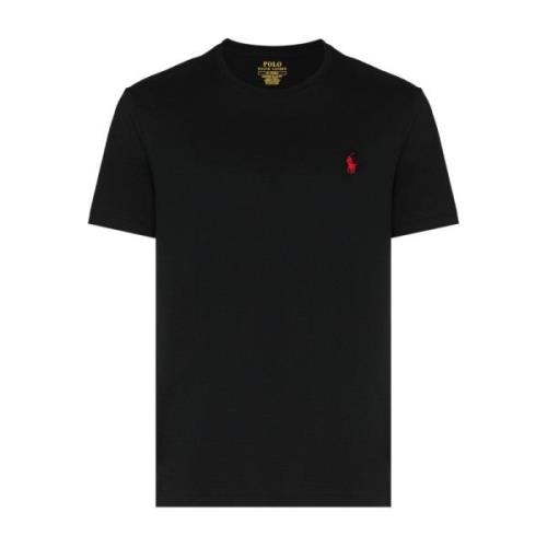 Polo Ralph Lauren Svart Bomull T-shirt med Röd Logotyp Black, Herr