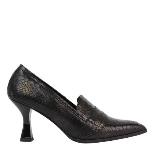 Zinda Elegant Loafer-Inspirerade Svarta Läderpumps Black, Dam