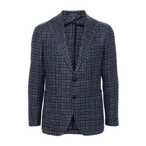 Tagliatore Rutig Mönstrad Blazer med Broschdetalj Blue, Herr