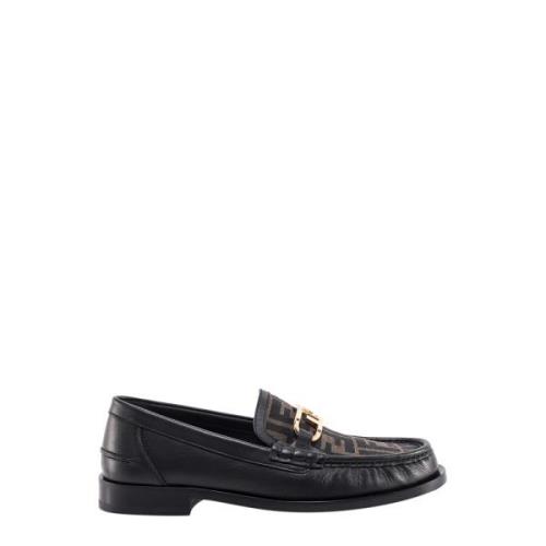 Fendi OLock Läderloafer med FF Print Brown, Herr