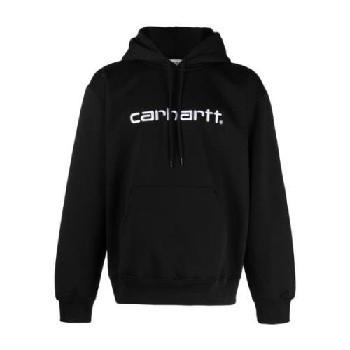 Carhartt Wip Svart Broderad Logga Huvtröja Tröja Black, Herr