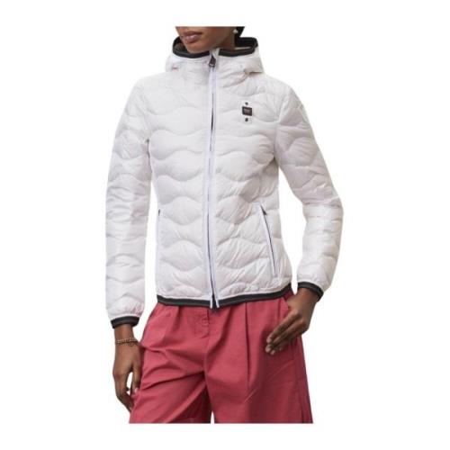 Blauer Monokrom Nylon Pufferjacka White, Dam