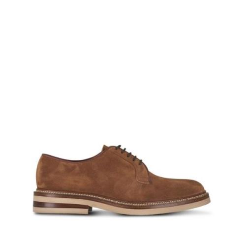 Brunello Cucinelli Kontrast Sula Derby Skor Brown, Herr