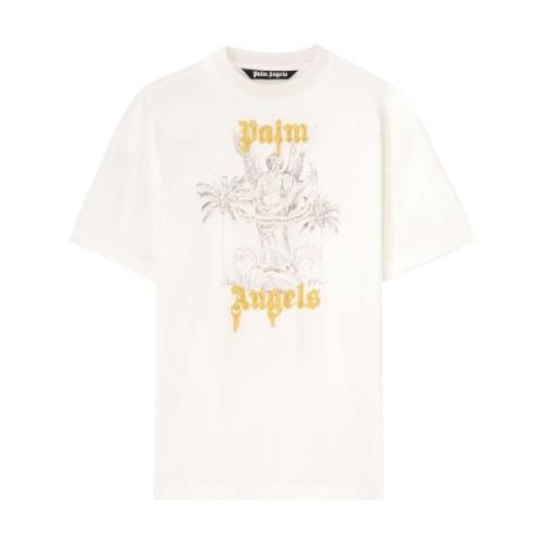 Palm Angels Logo Print Crew Neck T-shirts White, Herr