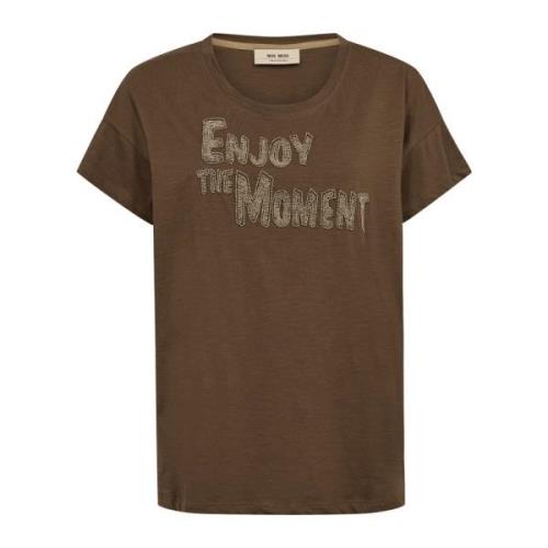 MOS Mosh Rain Drum Tee Top med pärllogo Brown, Dam