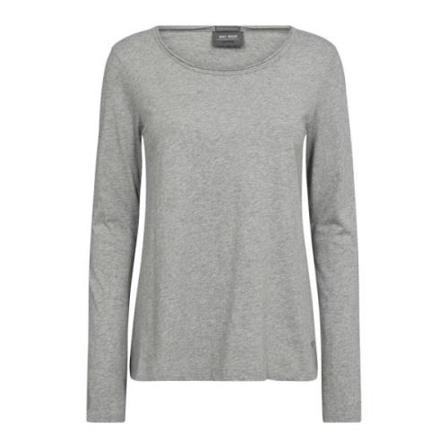 MOS Mosh Grå Melange Basic Långärmad Tee Gray, Dam