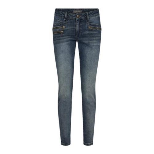 MOS Mosh Slim-Fit Rock'n'Roll Jeans med Dragkedjedetaljer Blue, Dam