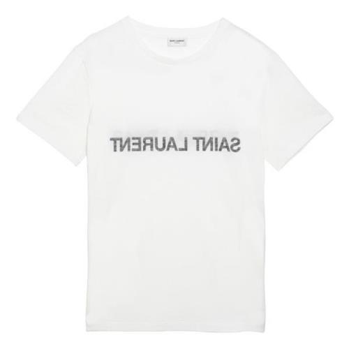 Saint Laurent Kortärmad Crew Neck T-shirt White, Herr