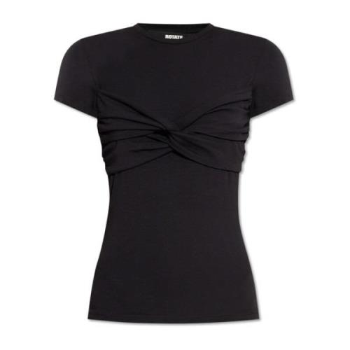 Rotate Birger Christensen Vävd T-shirt Black, Dam