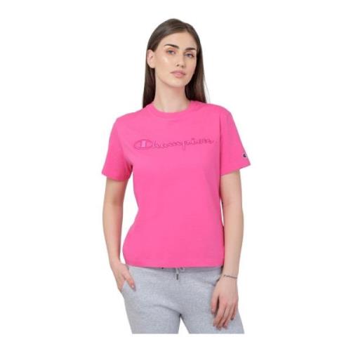 Champion Dam T-shirt med Broderad Logotyp Pink, Dam