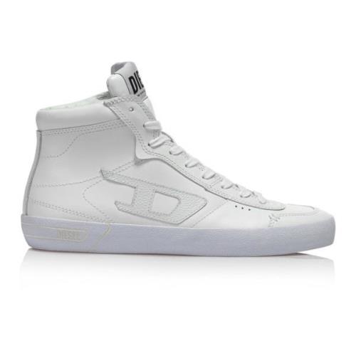 Diesel Vita Läder Mid-Top Sneakers White, Herr