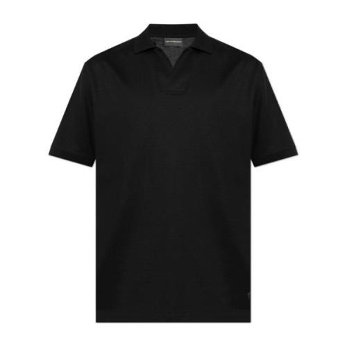 Emporio Armani Polo med logotypformad lapp Black, Herr