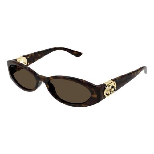 Gucci Stiliga solglasögon i Havana/Brun Multicolor, Dam