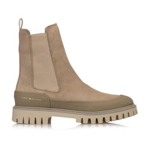 Tommy Hilfiger Mocka Chelsea Boots Beige, Dam