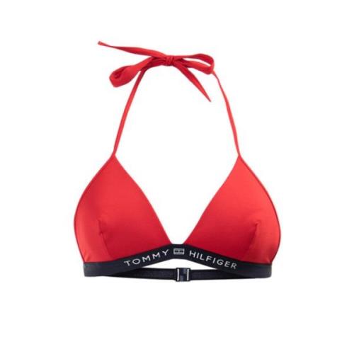 Tommy Hilfiger Halterneck Bikini Topp med Triangelkupor Red, Dam