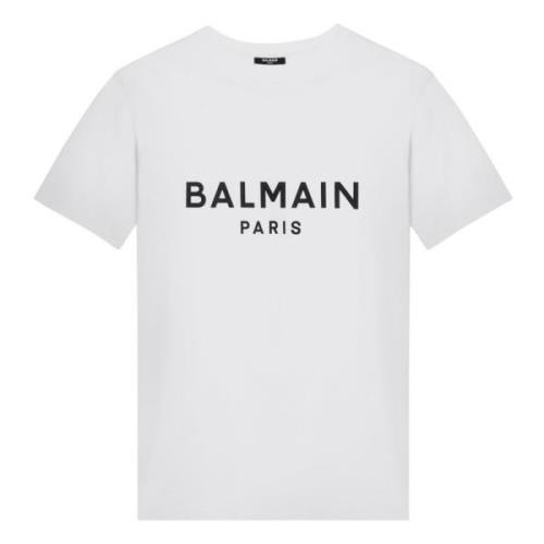 Balmain Kortärmad Crew Neck T-shirt White, Herr