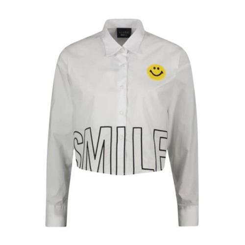 Joshua Sanders Vit Skjorta med Smiley Logo White, Dam