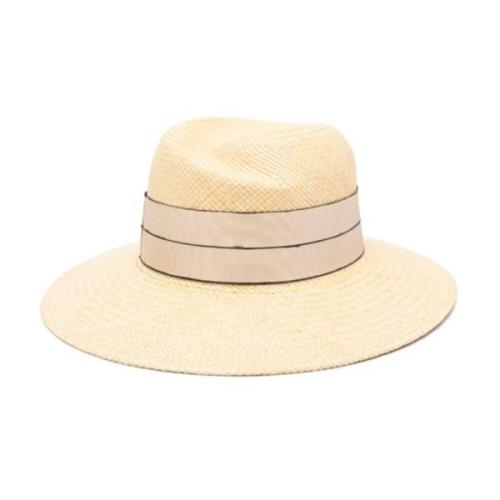 Borsalino Stråvävd Hatt med Bågdetalj Beige, Dam