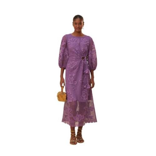 Farm Rio Lila Cut-Out Midi Klänning Purple, Dam