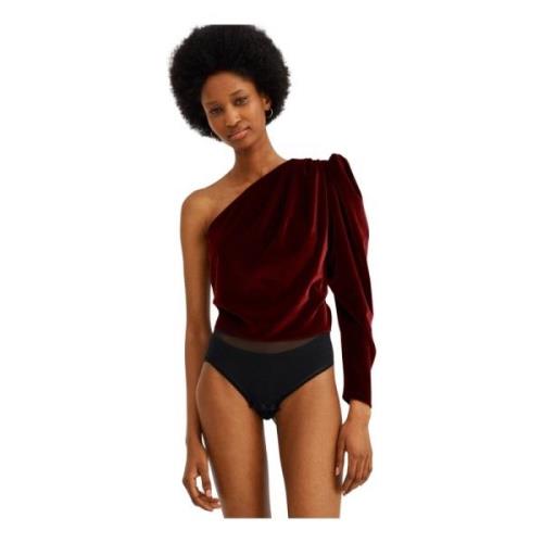 Undress Code Velvet Flaneur Bodysuit Burgundy Red, Dam