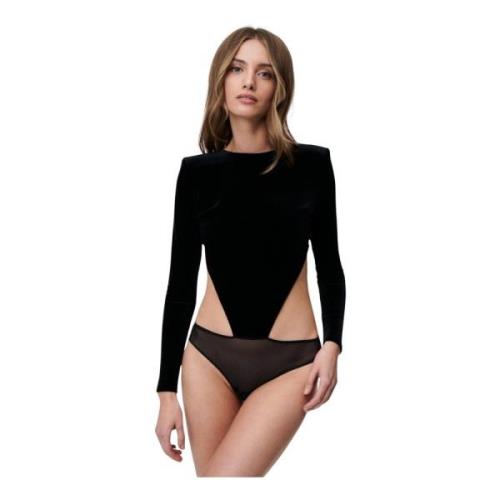 Undress Code Velvet Cut-Out Bodysuit Black, Dam