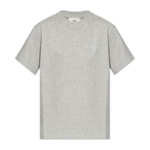 Ami Paris Logo T-shirt Gray, Dam