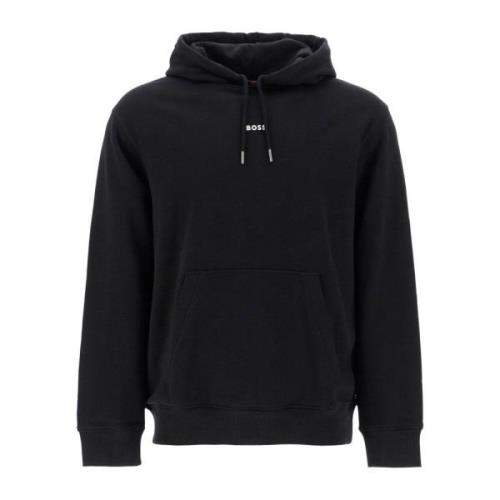 Boss Grafiskt Tryck Hoodie Black, Herr